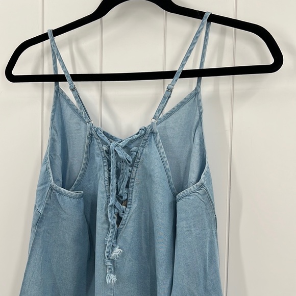 🆕Hem & Thread Lace Up Back Tank Top S,M & Large Available Light Blue Halter - Picture 6 of 8